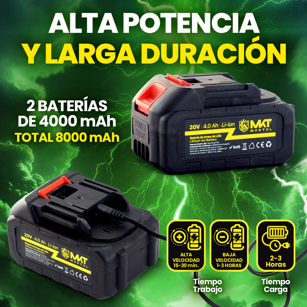 MAKTUL Soplador de Hojas Batería Potente y Ligero hasta 241 km/h (2 Baterías)